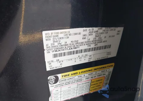 2020 Ford Expedition Limited Max из США, поврежденный, VIN 1FMJK1KT7LEA19871